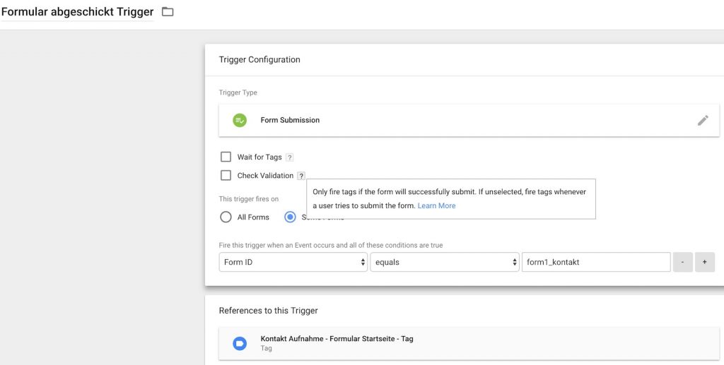 formular tracking - google Tag Manager GTM trigger klein