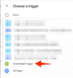 scroll depth scroll tiefe trigger auswählen - gtm