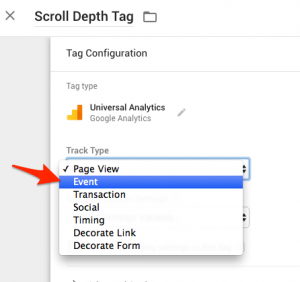 scroll depth tag - konfiguration event - google tag manager