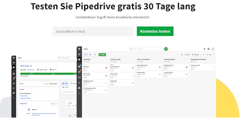 Pipedrive 30 tage gratis testen - Sales CRM Automation